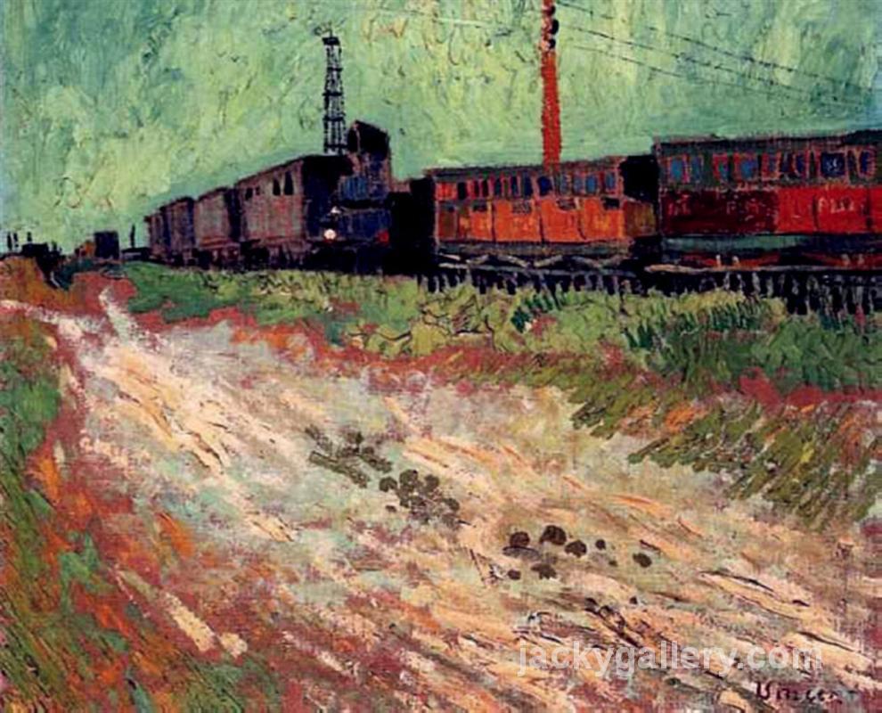 Railway Carriages, Van Gogh painting - Click Image to Close